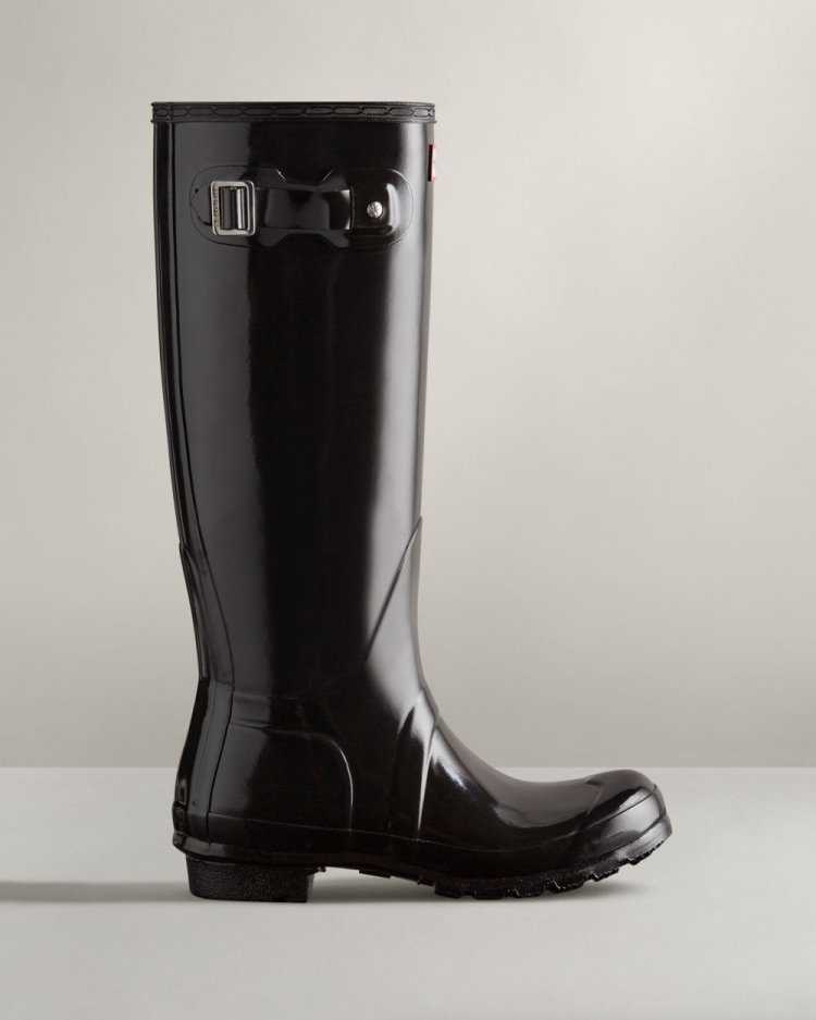 Ofertas Botas De Lluvia Altas Hunter Original Tall Gloss Rain Boot Mujer Negras