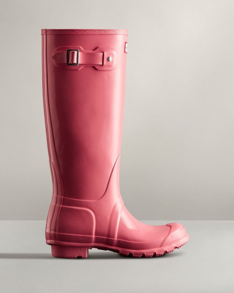 Botas De Lluvia Altas Hunter Baratas Original Tall Gloss Rain Boot Mujer Rosas